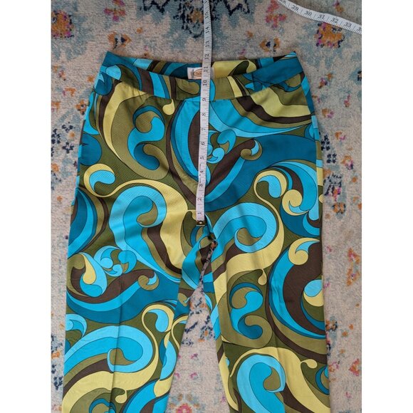 Vintage‎ Y2K Talbots Turquoise and Brown Retro Swirl Print Pants - Size 6 - Picture 6 of 9